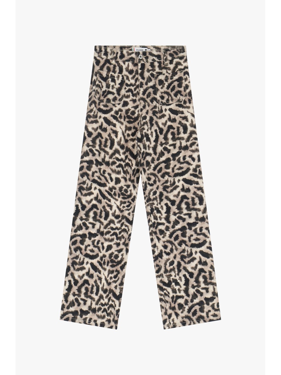 Please Jean forme flare à poches plaquées motif leopard