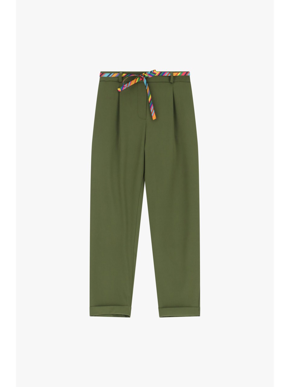Please Pantalon Fluide en crepe coloris Militare