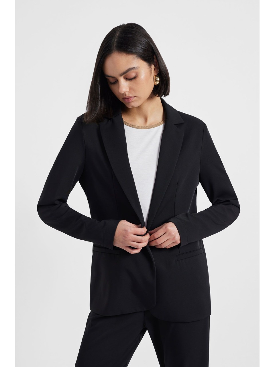 Please Pantalon Large forme Palazzo en crepe fluide Noir 2
