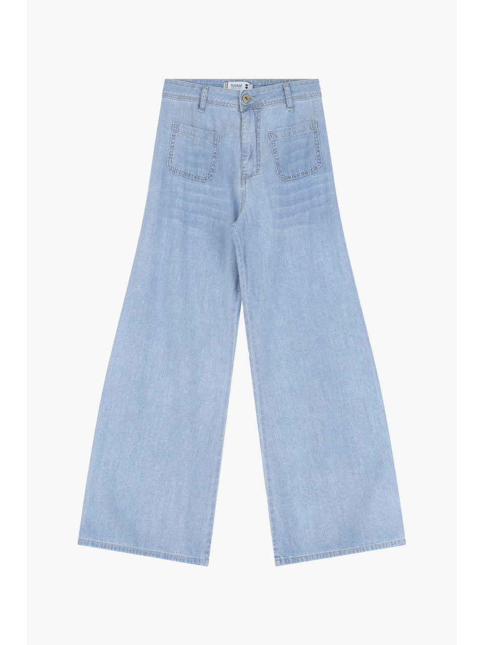 Please Jean forme Flare en denim delavage Ciel