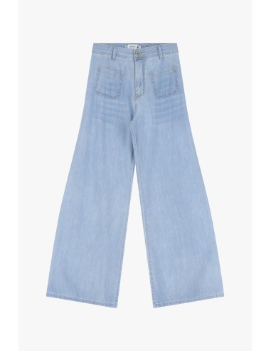 Please Jean forme Flare en denim delavage Ciel