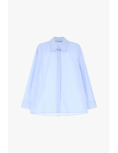 Please Chemisier Oversize en Coton Bleu Ciel