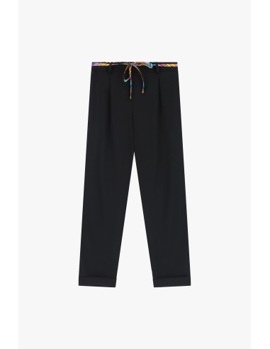 Please Forme Carotte a taille elastiquée en crepe Noir
