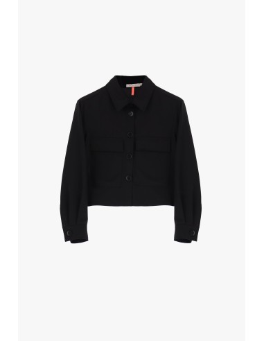 Please Veste courte en crepe fluide noir