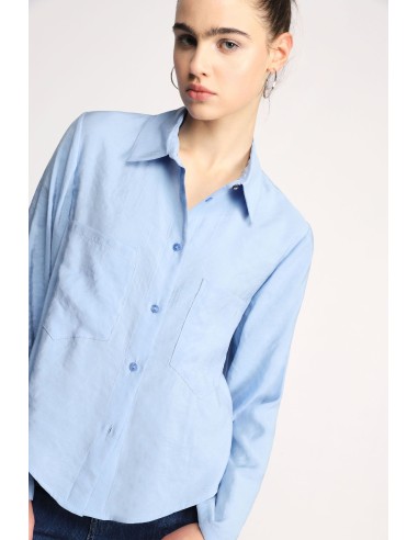 Please Chemisier bleu ciel ample Manches Kimono