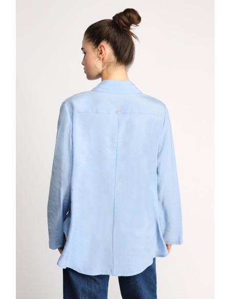 Please Chemisier bleu ciel ample Manches Kimono