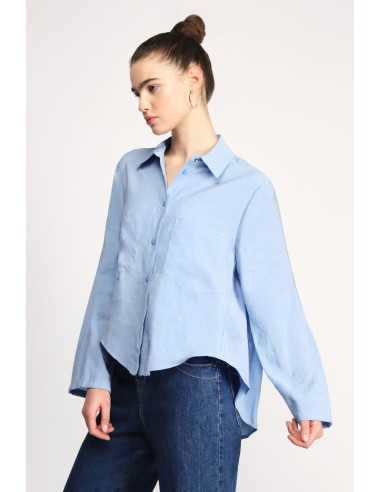 Please Chemisier bleu ciel ample Manches Kimono