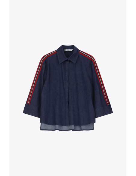 Please Chemisier en chambray agrementé de galon