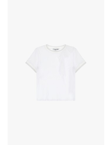 Please Tshirt Blanc col rond Et manches à Volants