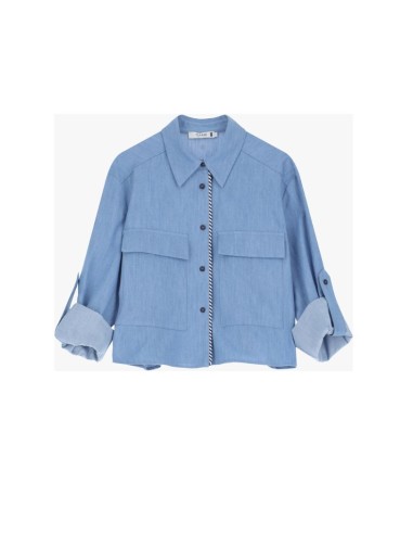 Please veste Cropp en Chambray avec Piping Bicolore