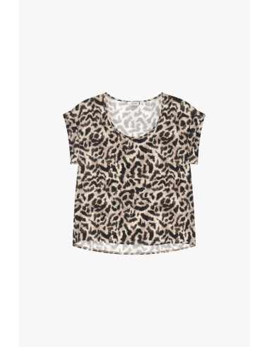 Please Tshir ample en satin imprimé leopard