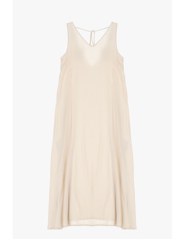 Please Robe Longue à brides larges en satin Ecru