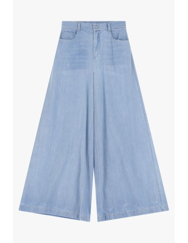 Please jean en toile Chambray claire forme Wide-leg