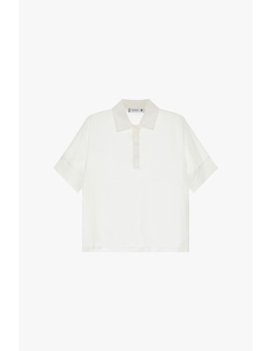 Please Polo en crepe satin coloris Blanc