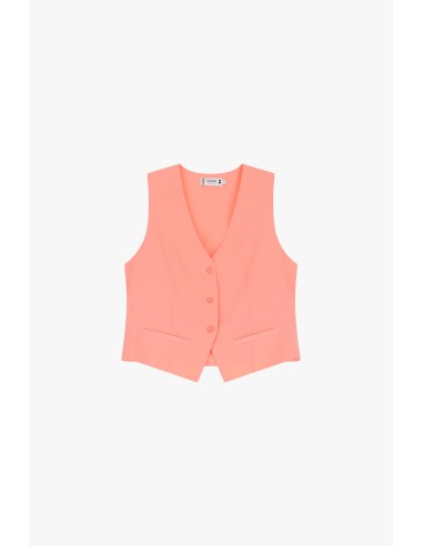 Please  Gilet de tailleur en crepe fluide Saumon
