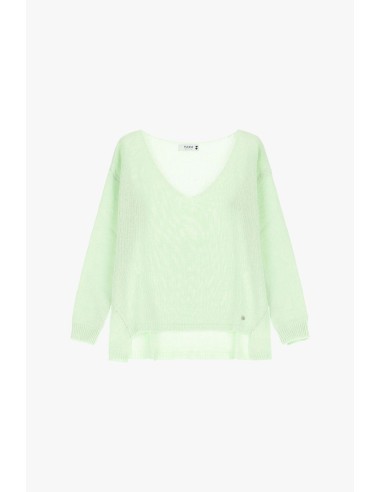 Please Pull vert d'eau Asymétrique decolleté Pour Femme