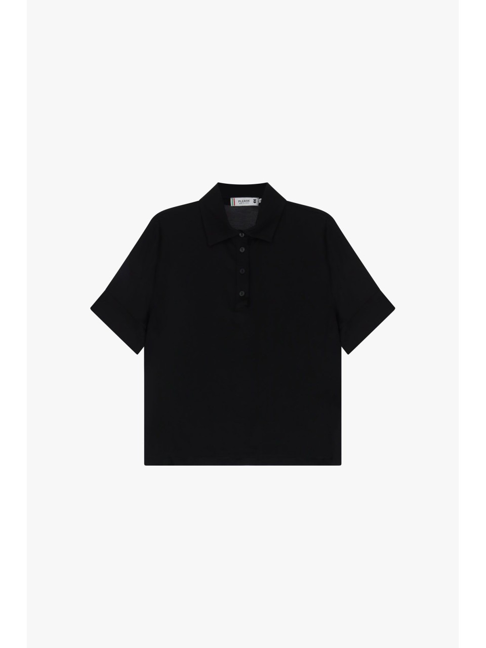 Please Polo en crepe satin coloris Noir