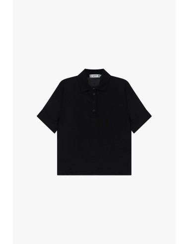 Please Polo en crepe satin coloris Noir