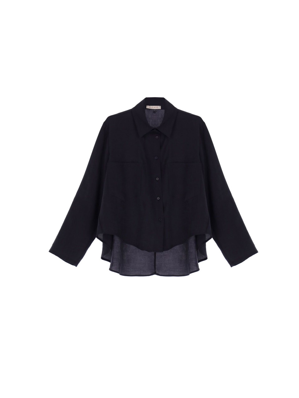 Please Chemisier ample bleu Marine Manches Kimono