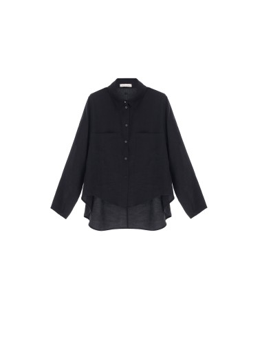 Please Chemisier Ample Noir Manches Kimono