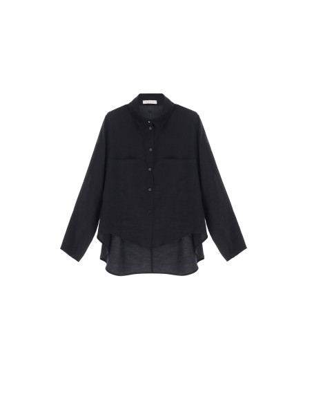 Please Chemisier Ample Noir Manches Kimono