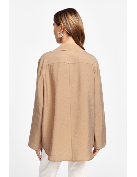 Please Chemisier Ample Camel Manches Kimono