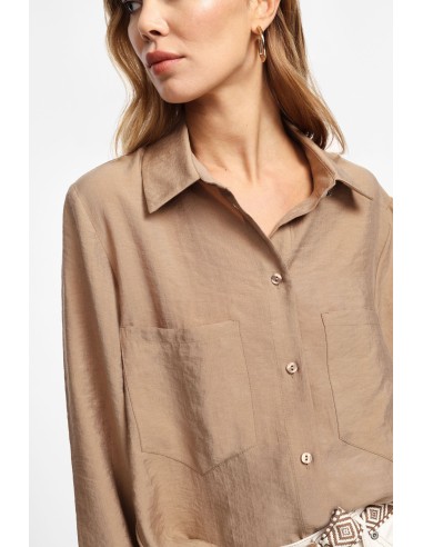 Please Chemisier Ample Camel Manches Kimono