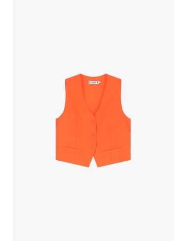 Please  Gilet de tailleur en crepe fluide Orange