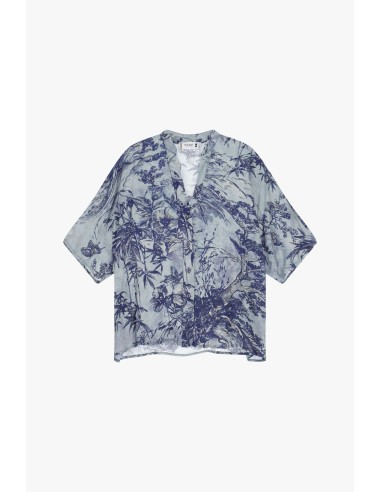 Please Chemisier  Kimono façon denim imprimé