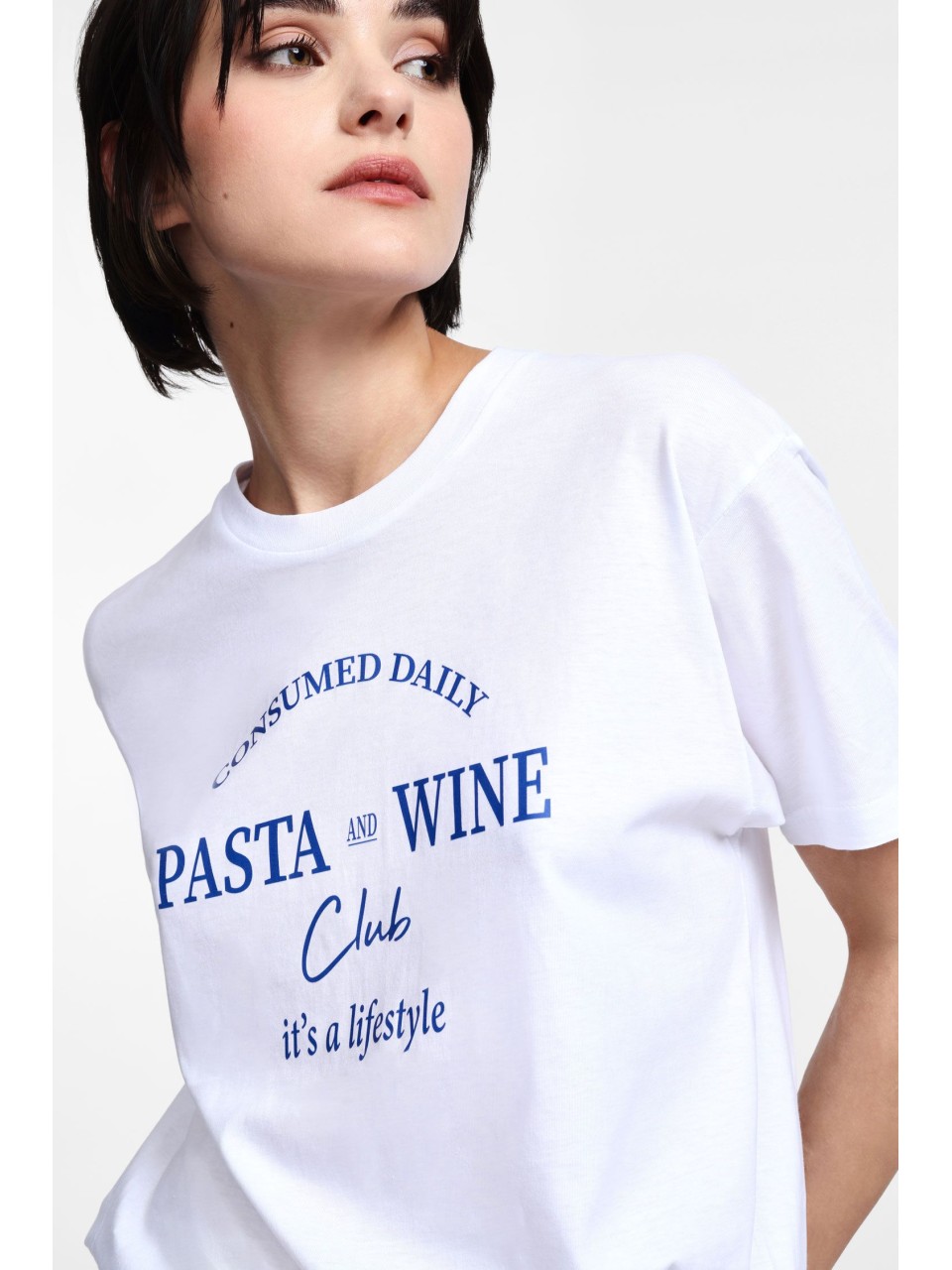 Please Tshirt pour Femme avec print Pasta & wine 2