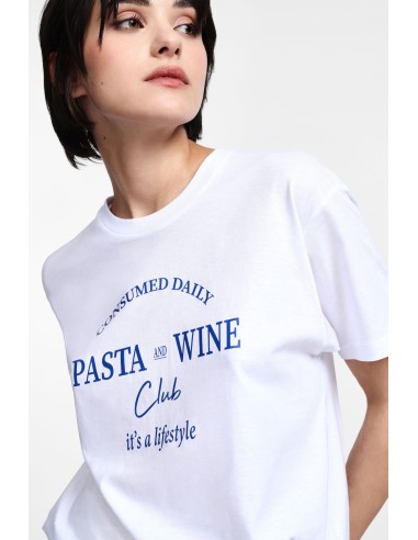 Please Tshirt pour Femme avec print Pasta & wine