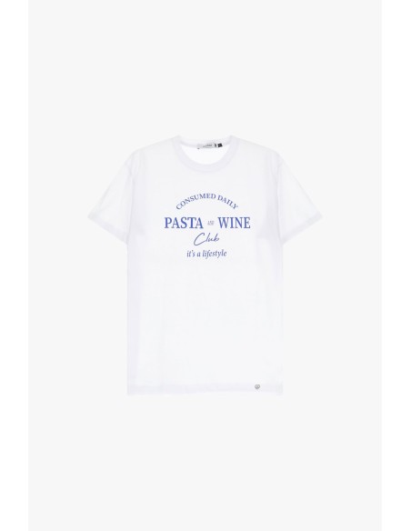 Please Tshirt pour Femme avec print Pasta & wine