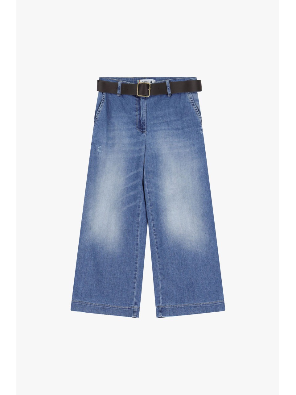 Please Femme pantalon 7/8e forme chino baggy en jean delavé