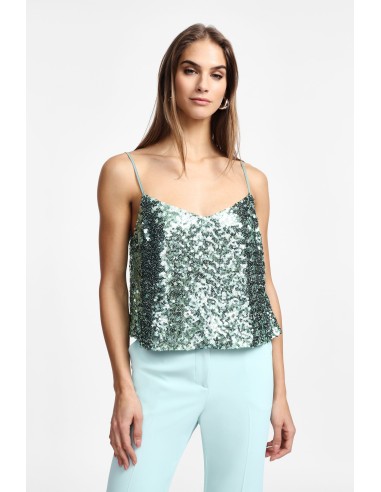 Please Femme Caraco a paillettes coloris Vert d'eau
