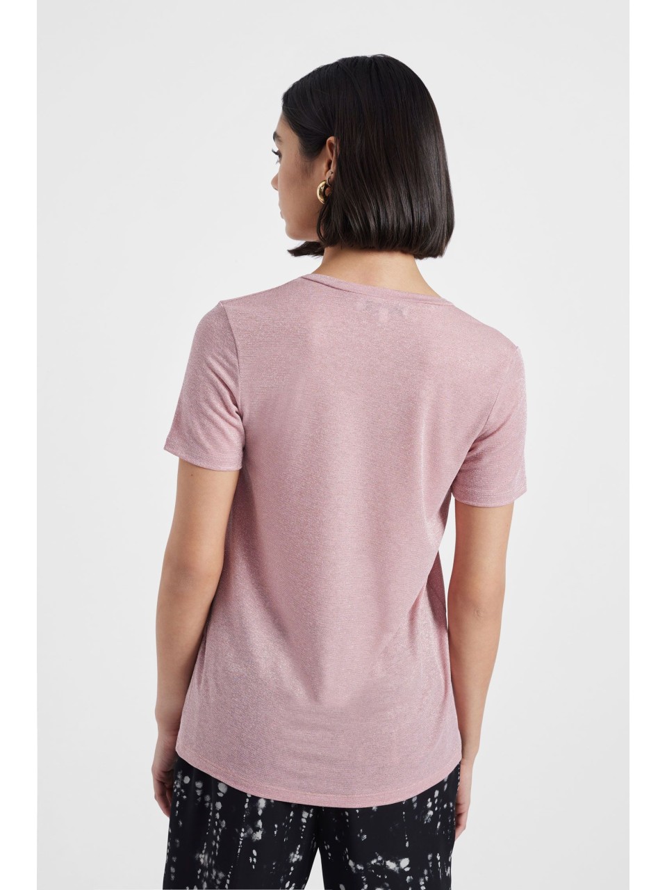Please tshirt Rose à manches courtes effet pailletté 2
