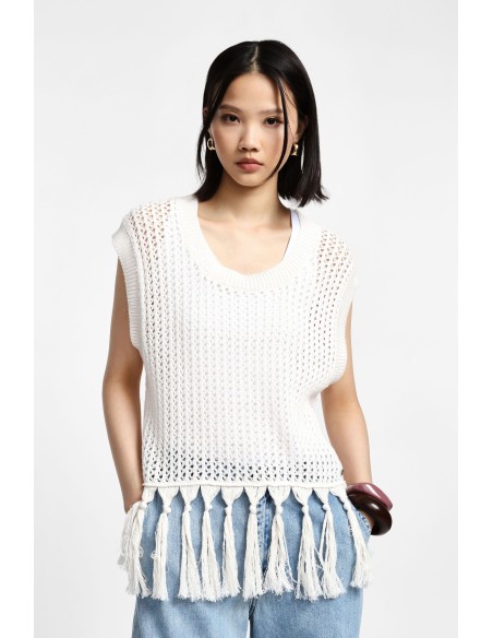 Please Pull en Crochet et franges