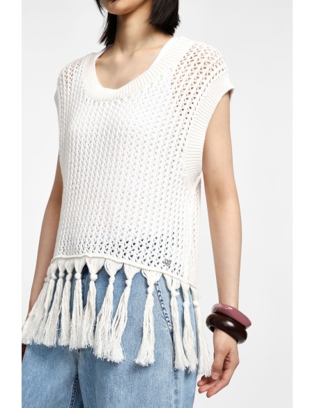 Please Pull en Crochet et franges