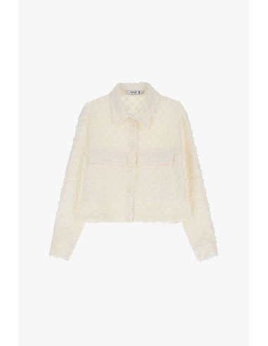 Please Veste courte en Tweed Ecru