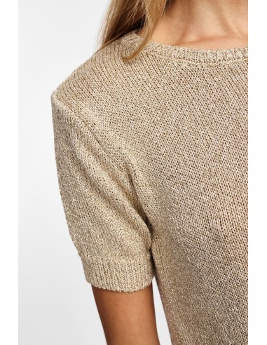 Please Maille Cropp à manches courtes coloris doré