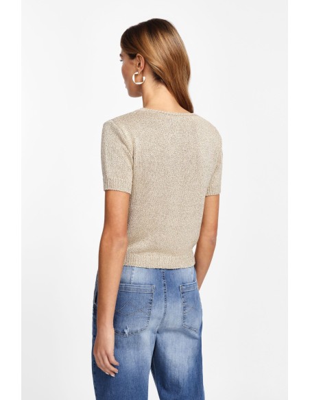 Please Maille Cropp à manches courtes coloris doré