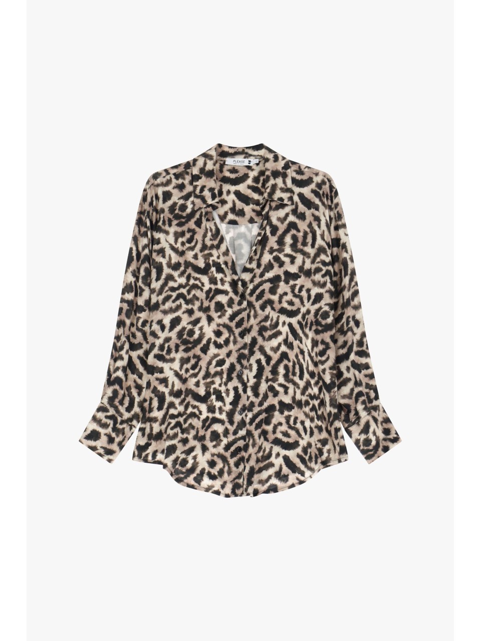Please Femme chemisier à manches longues imprimé leopard