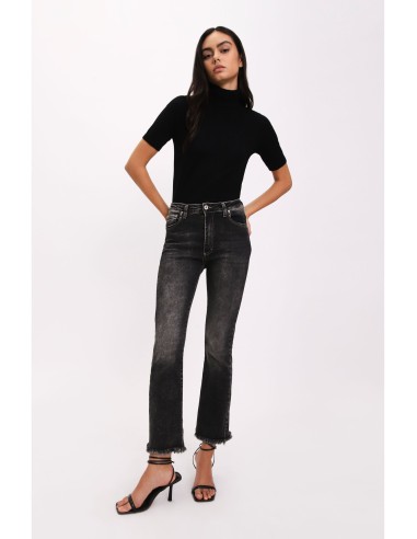 Please Femme jean Noir kick flare longueur Cropped
