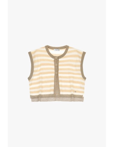 Please Femme Gilet a rayures beige