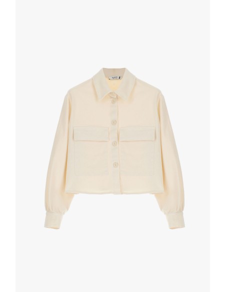 Please Veste courte en Denim Ecru