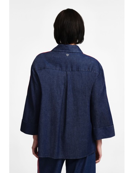 Please Chemisier en chambray agrementé de galon