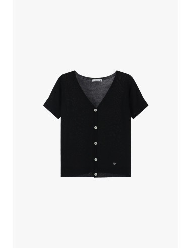 Please Gilet à manches courtes en maille Noire