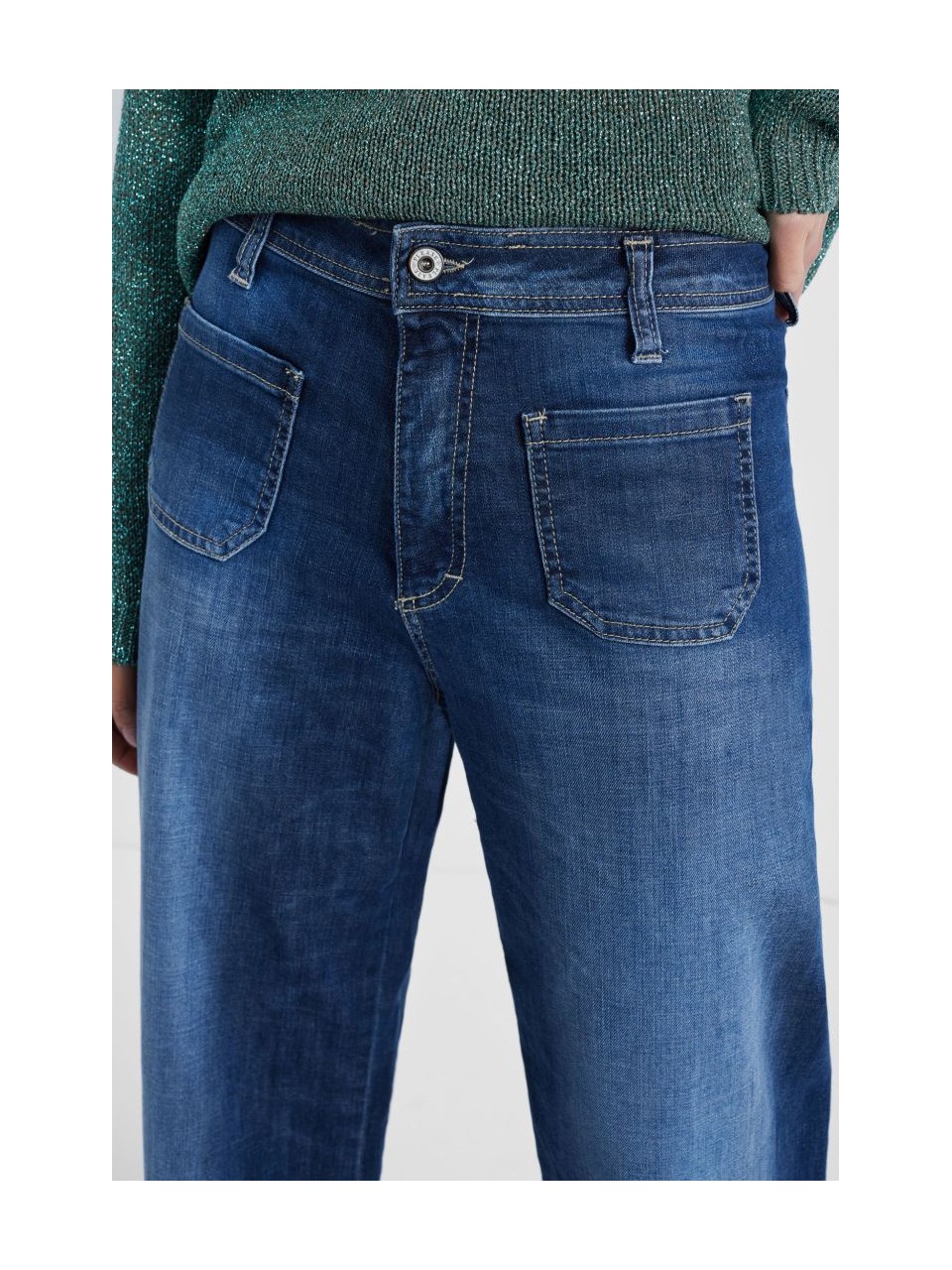 Please Femme jean flare à poches plaquées en denim... 2