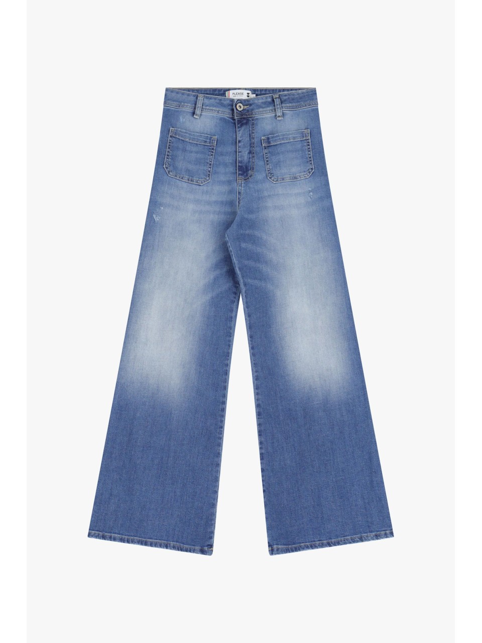 Please Femme jean flare à poches plaquées en denim...