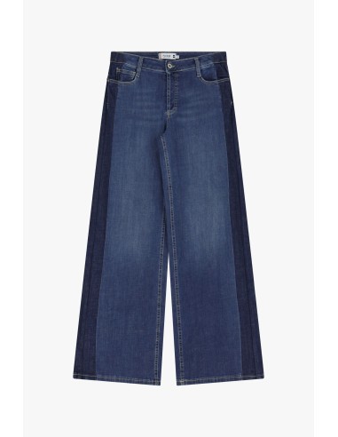 Please Jean Large bicolore en denim bleu et bleu brut