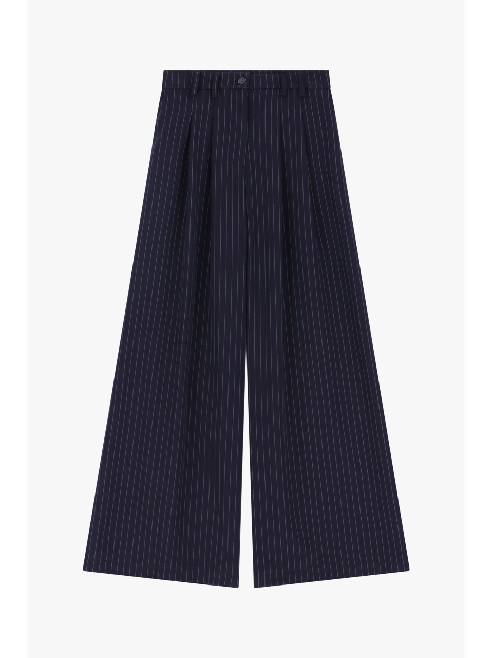 Please Pantalon bleu marine rayé à doubles pinces et...